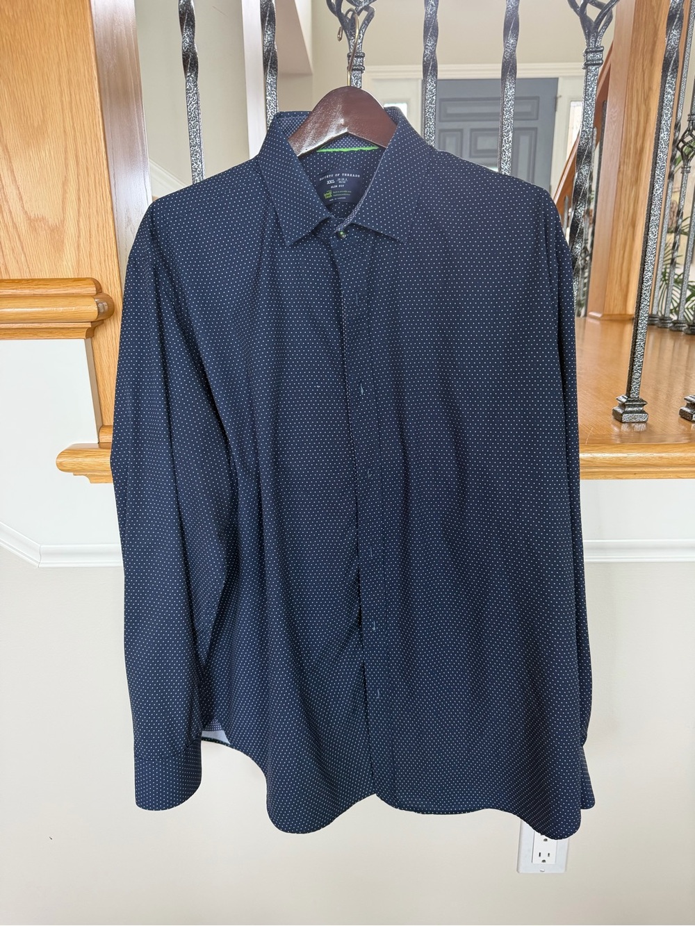 Society Of Threads Navy Microdot Button-Up Dress Shirt